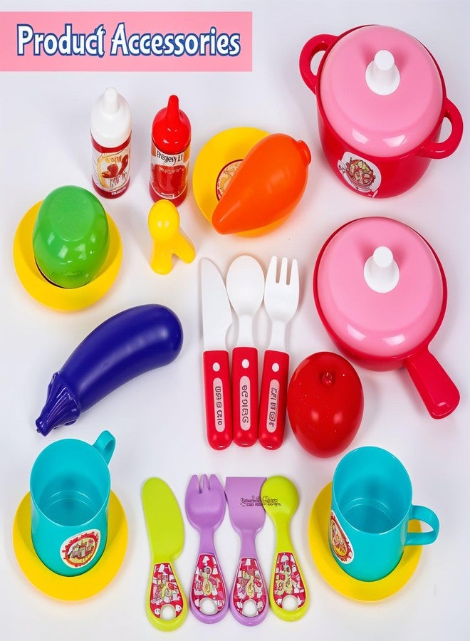 TodFod Kitchen Set for Kids Girls | Large Pretend Cooking Playset with 30+ Accessories | Portable Trolley Toy with Light & Sound | Role Play Toy for Ages 3+ - Image 3